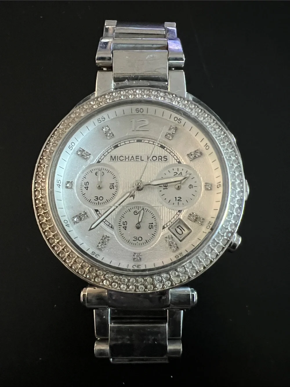 Michael Kors Silver Crystal-Trim Stainless Steel Women's Watch